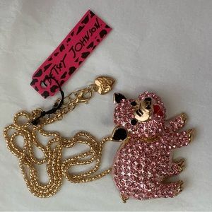 NWT Pink Crystals Piggy necklace